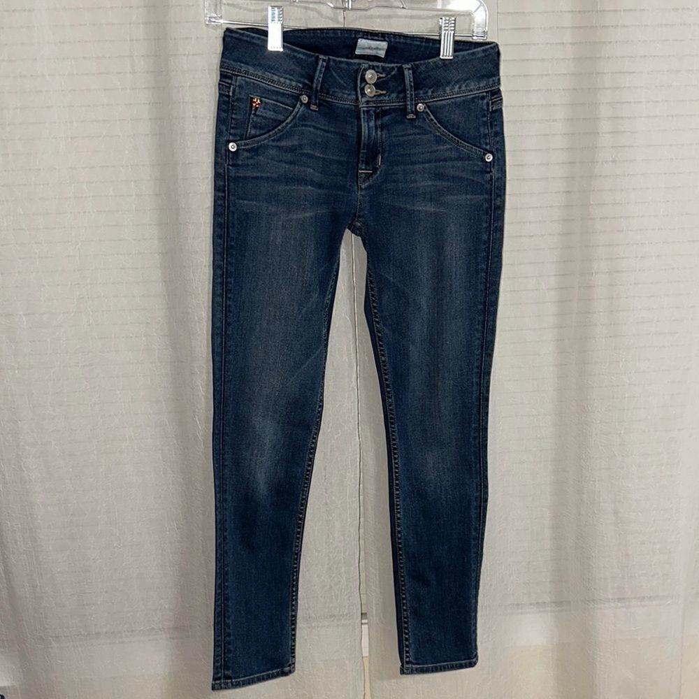Hudson 25 Collin Flap Skinny Ankle Blue Stretch Designer Jeans